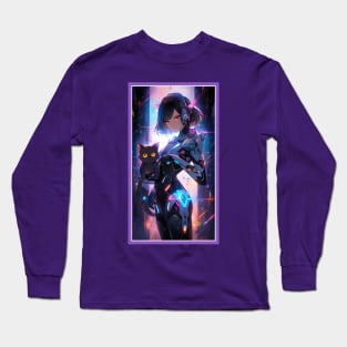 Anime Cute Cat Girl | Quality Anime Girl Artwork | Sci-Fi Manga Girl Anime Art Long Sleeve T-Shirt